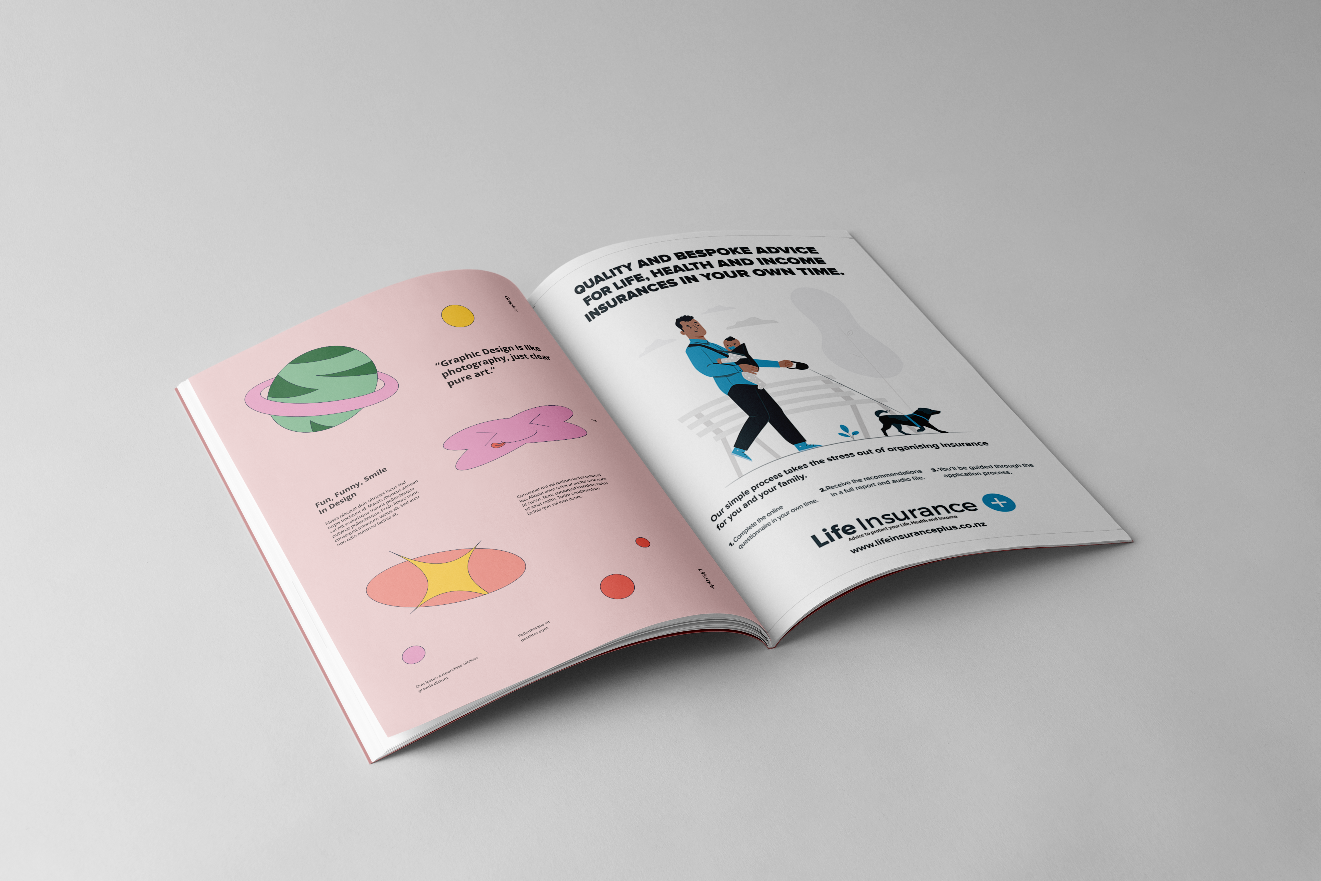 Life Insurance Plus magazine advertisement with a family illustration